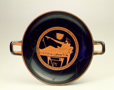 Kylix à figures rouges représentant des athlètes et des symposiastes, c.480 av. J.-C. - Greek